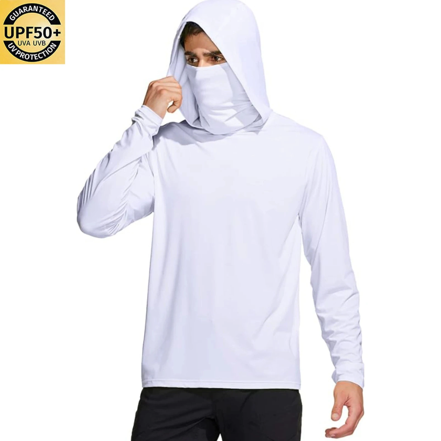 Men Solid Color Hooded Fishing - Fishing Mask Sun Protection 评论和价格