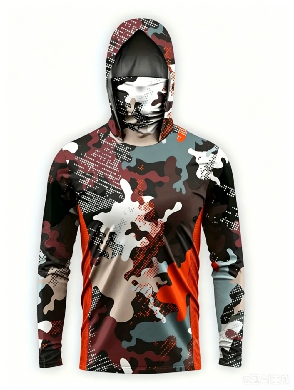 UPF50+ Camo Men Long Sleeve Fi - Fishing Mask Sun Protection 评论和价格